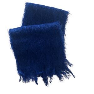 Craigmill mohair & wool  royal blue Fringe Scarf made in Scotland